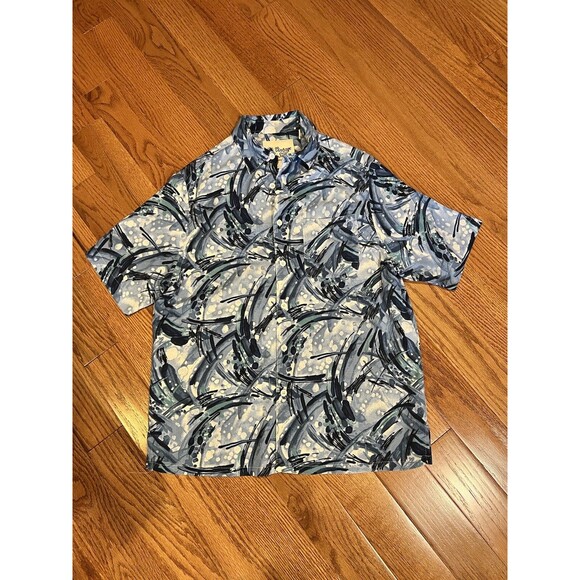 Vintage Silk Circa 1969 Button Down 100% Silk Mens Shirt Medium Casual Coastal - Picture 2 of 4